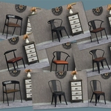 美式铁皮椅铁艺靠背椅复古餐厅餐椅酒吧椅实木咖啡椅休闲户外餐椅