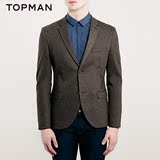 TOPMAN 男士棕色经典版型两粒扣双开叉修身西服外套|88A28LBRN