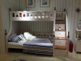 美式乡村儿童子母床上下床双层床高低床实木床学生地中海比邻乡村