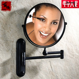 黑仿古全铜卫生间浴室化妆镜美容镜伸缩镜子壁挂式折叠双面镜8寸