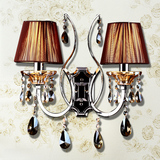 合悦欧式美式水晶壁灯客厅过道卧室床头单头双头古典金色镜前壁灯