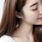 韩国奥地利水晶时尚三角形银针小流苏耳钉女 可爱百搭耳环耳饰品