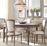 美式新古典餐桌椅组合法式复古圆餐桌欧式实木圆桌仿古做旧家具