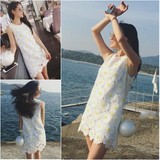 2016春夏韩版新款时尚休闲百搭修身显瘦花朵设计甜美连衣裙女装潮