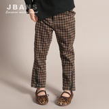 JBANS韩国韩版秋季女童装时尚舒适百搭个性千鸟格拉链宽松休闲裤