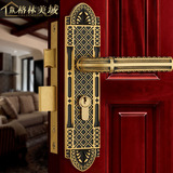 格林美域全铜门锁欧式室内纯铜房门锁具美式卧室执手黑色古铜