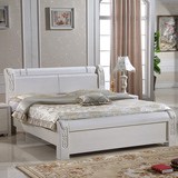 意特尔808简约实木床1.5米1.8欧式双人床榆木床木头床开放漆白色