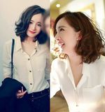 韩国正品2016夏天明星同款白衬衫女polo领衬衣女衫雪纺长袖女衬衫