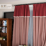 【吾家】英伦乡村风格棉麻色织格子美式成品窗帘定做免费加工包邮