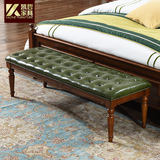 凯哲家具美式床尾凳实木长条凳卧室换鞋凳欧式沙发凳床边真皮凳子