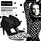 D：Fuse/迪芙斯新羊皮波点拼色蝴蝶结尖头单鞋DF53113086
