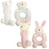 高档韩国版0-1岁天鹅绒小兔小熊圆手圈棒摇铃套装 新生婴幼儿玩具