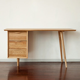 北欧纯实木橡木书桌简约现代1.4M 电脑桌带抽屉台式写字台办公桌