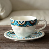 江南生活釉下彩欧式餐具美式陶瓷咖啡杯杯碟套装杯子1杯1碟