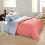 双拼纯色100%全棉四件套纯棉简约被套床单圆角床上用品1.8m米韩式