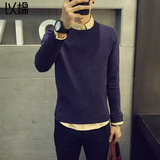 春季韩版男士套头毛衣英伦纯色圆领针织衫潮流薄款修身外套毛线衫