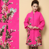 2016秋冬新款复古女装中国民族风格重工刺绣大码羊毛呢子大衣外套