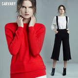 SARVARY[预售]2016秋冬新款女式套头一字领百搭通勤针织衫16D011
