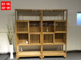 老榆木免漆书柜展示贵博古架新中式门厅玄关柜环保实木家具