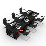 办公家具 简约创意黑色4人职员办公桌椅 屏风2人6人位员工电脑桌
