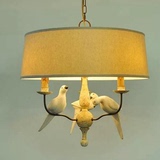 美式乡村复古小鸟花鸟客厅卧室餐厅灯 北欧式简约创意铁艺吊灯