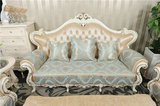 欧式沙发垫 绗缝加厚防滑春季沙发套 沙发垫子 坐垫 套罩 天蓝色