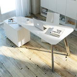 白色钢琴烤漆时尚办公书桌简约现代创意书台三角桌面