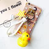 热卖日本卡通小黄鸭苹果iPhone6S Plus手机壳挂饰支架大黄鸭软壳