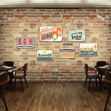 3d砖墙大型壁画休闲西餐厅咖啡店背景墙纸欧美怀旧复古风格3D
