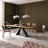 俪家黑胡桃餐桌实木贴面烤漆餐台意大利设计可作办公桌简约L194