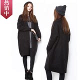 2016韩版毛衣外套加厚粗蝙蝠袖中长款针织开衫宽松大码纯色