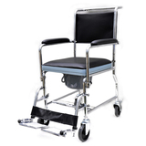 豪华坐便器座便椅不锈钢轮椅电镀带便桶老年轮椅老人坐便器带轮