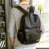 男士休闲软皮双肩包韩版男包学生书包时尚运动潮流旅行背包电脑包