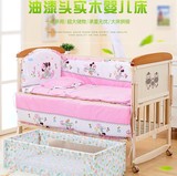 欧式实木白色婴儿床儿童床宝宝床多功能摇床BB床水性油漆可变书桌