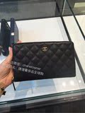 香港代购Chanel香奈儿黑色荔枝纹牛皮金扣拉链长钱包手拿包A48982