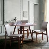 北欧风格实木大圆桌 现代简约小户型圆形餐桌椅组合 V字腿餐桌