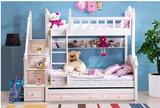 韩式双层床田园上下床儿童家具子母床白色三层床美式床高低床组合