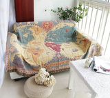 特客厅软地毯全盖沙发毯巾 美式乡村世界地图 线毯子挂毯防尘罩套