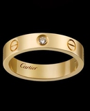美国代购正品 Cartier/卡地亚 LOVE系列黄18K金单钻情侣戒指
