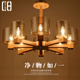 【CH灯具】北欧客厅创意客厅卧室灯具水晶琥珀玻璃中式原木吊灯