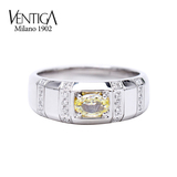 Ventiga梵蒂加 18K白金椭圆形FY中彩黄钻戒指镶钻 彩色钻石指环女