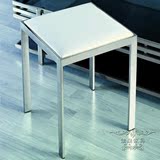 C224小方凳 白色不锈钢PU皮革矮凳小凳 简约现代正方形小凳子包邮