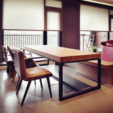 北欧宜家小户型铁艺长方形实木餐桌饭店西餐厅咖啡厅桌椅饭店餐桌