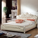 欧式真皮床1.8米 双人床婚床皮艺床软体家具 时尚卧室太子床新品