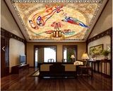 3D无缝壁画壁纸墙纸天顶酒店客厅中式背景天花吊顶敦煌飞天仙女