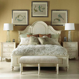 美式全实木欧式法式复古1.8米茉莉花白色实木雕刻双人床上海定制