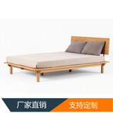 日式白橡木实木床北欧宜家实木床简约1.51.8米双人实木床定制