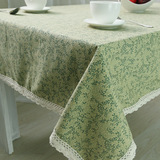 新款韩国同步高档纯棉韩式小清新绿色小叶子桌布家居装饰餐厅布