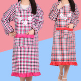 韩版女士全棉围裙厨房护衣反穿衣成人罩衣纯棉长袖做饭带袖工作服