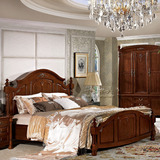 美式实木婚床 高档别墅榆木雕花双人床欧式简约1.8米公主床定制